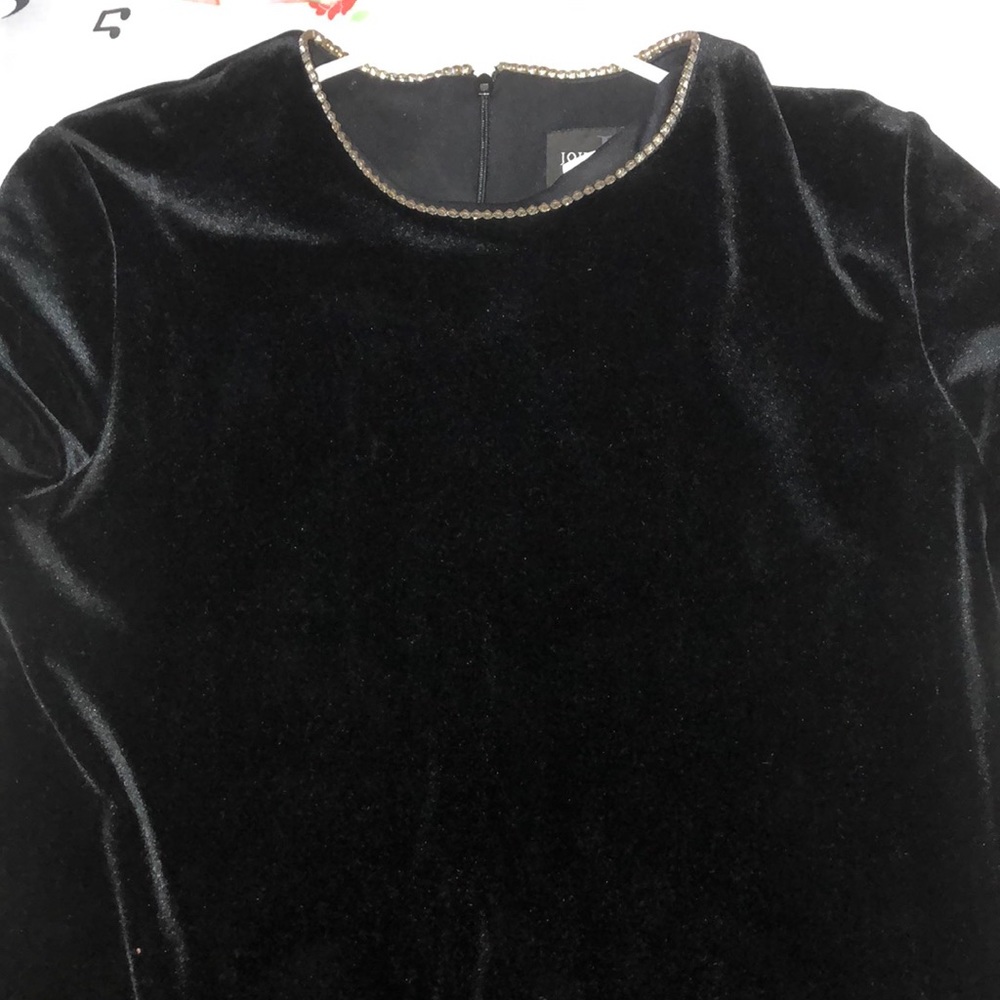 Black satin dress with diamond neck rim